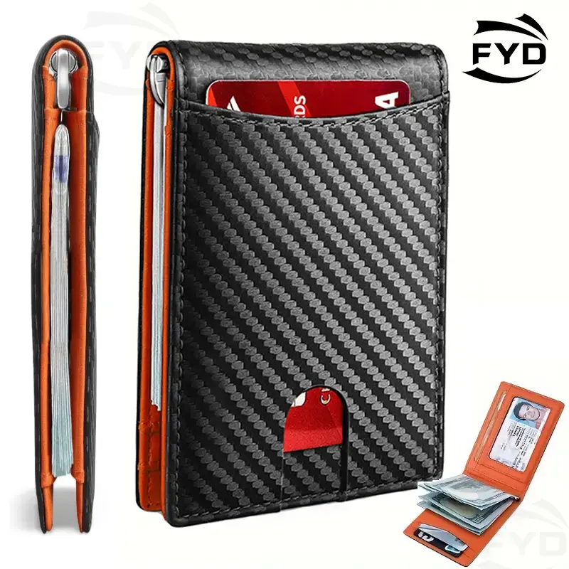 Slim Wallets for Men - Leather Money Clip Mens Wallet - RFID Blocking Front Pocket Bifold Wallet - Thin Credit Card Holder wi...