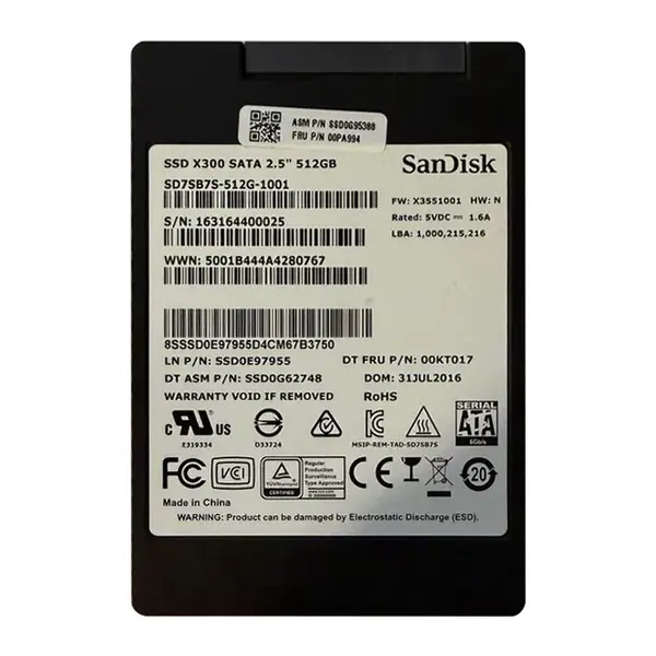 00PA994 Lenovo 512GB Triple-Level Cell SATA 6Gb/s 2.5-Inch Solid State Drive