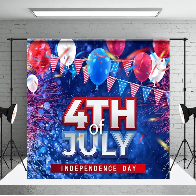 Cool Red Blue Sparks Bokeh Independence Day Backdrop - Aperturee