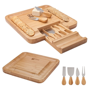 6 Customized Lorenzi 4-Piece Bamboo Cheese Tray - FDA Compliant