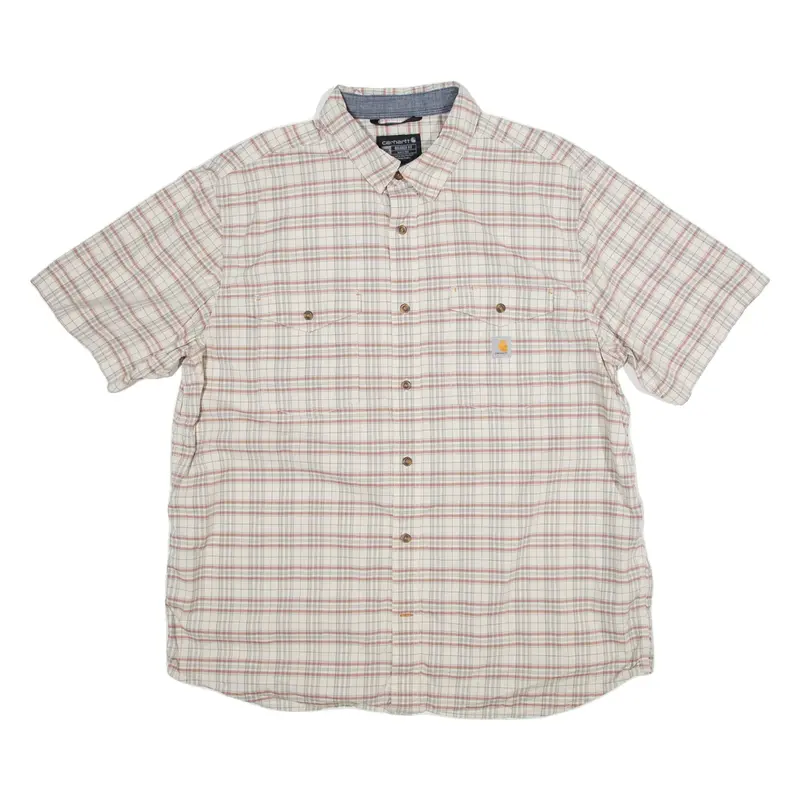 CARHARTT Relaxed Fit Mens Shirt Beige Check 2XL