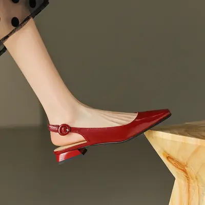 CHIKO Johnae Square Toe Block Heels Slingback Shoes