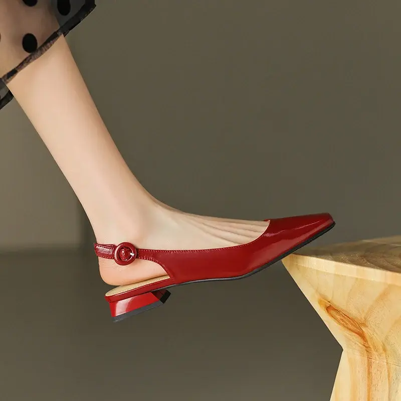 CHIKO Johnae Square Toe Block Heels Slingback Shoes