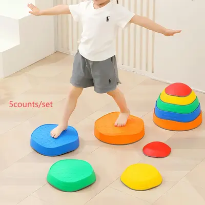 Non-slip Balance Training Boards, 5 Counts/set Colorful Balance Stepping Stones for Indoor Outdoor, Coordination Training Sen...