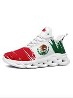Women's Random Mexico Flag Eagle Print Lace Up Sneakers, Casual Comfortable Soft Sole Sports Shoes, All-match Round Toe Shoes...