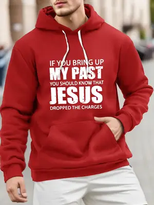 Men's Letter Print Drop Shoulder Thermal Lined Hoodie, Fashion Casual Regular Fit Drawstring Pocket Hooded Sweatshirt for Dai...