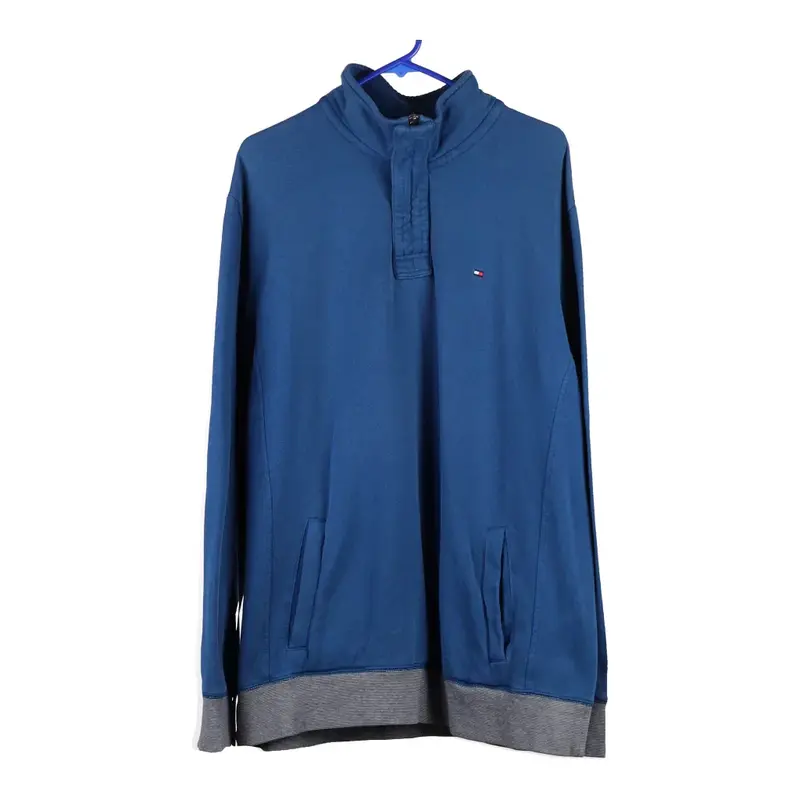 Tommy Hilfiger 1/4 Zip - XL Blue Cotton Blend
