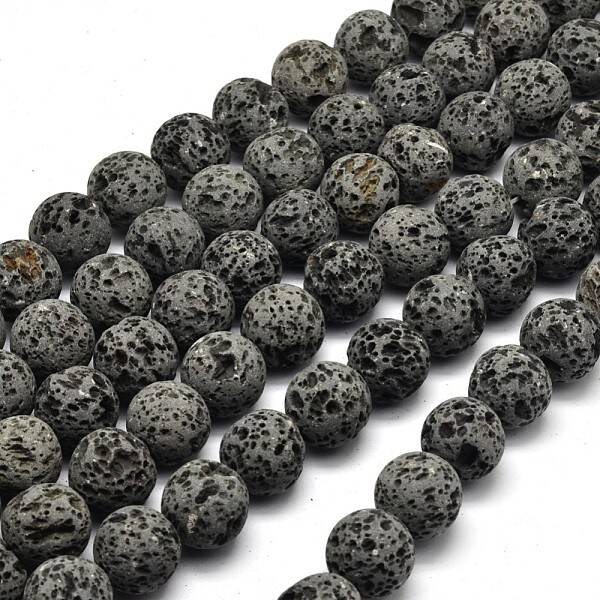 Unwaxed Natural Lava Rock Bead Strands
