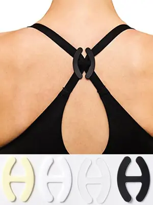 4pcs/set Women's Invisible Backless Buckle Bra Strap, Adjustable Cami Straps Anti-slip Backless Strap Clip, Backless Strap Cl...