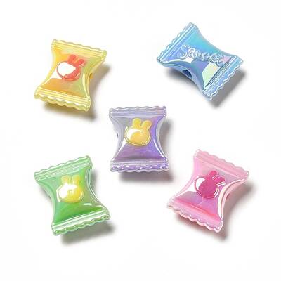 Two Tone UV Plating Rainbow Iridescent Acrylic Beads