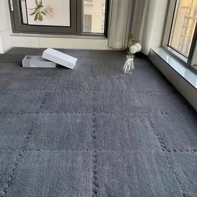 Solid Color Plush Puzzle Foam Rug Floor Seat Mat, 12pcs/set Square Interlocking Mat, Chill Room Accessories Comfort Pads Foam...