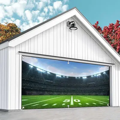 Aperturee Large Football Field Stadium Sky Garage Door Banner