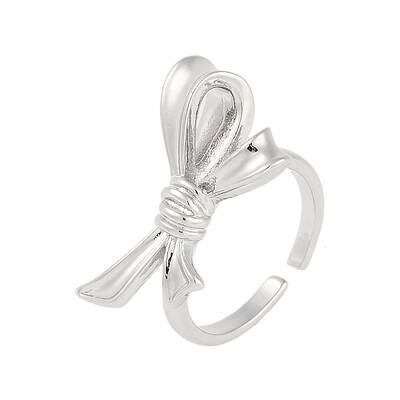 Bowknot Brass Open Cuff Ring for Women
