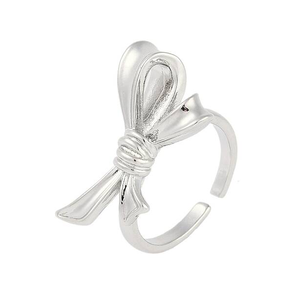 Bowknot Brass Open Cuff Ring for Women