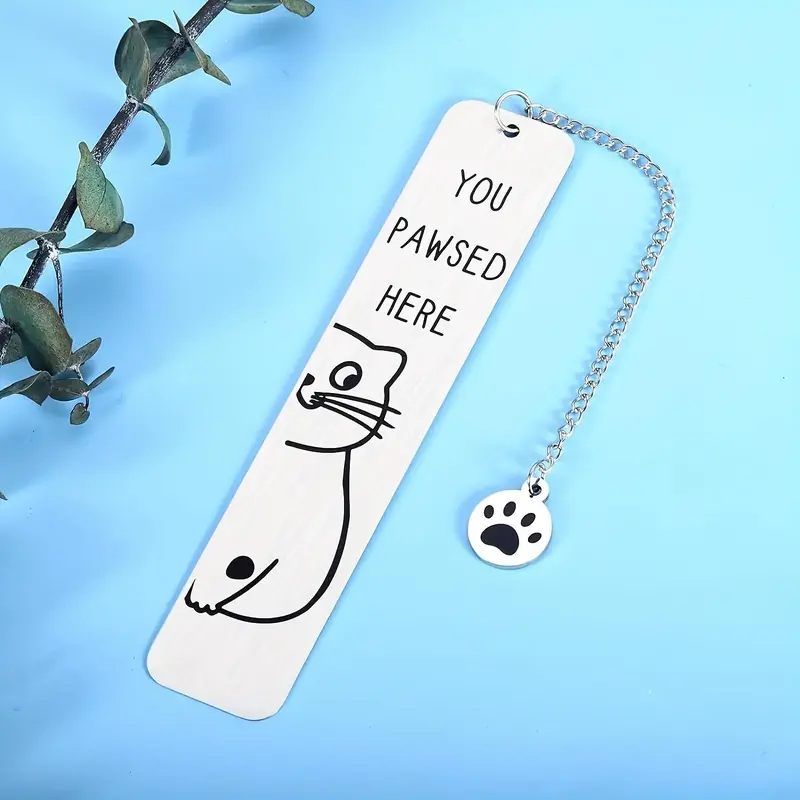 Cute Cat Design Bookmark, 1 Count Stainless Steel Bookmark with Chain Link, Book Mark for Cat Lovers, Book Lovers