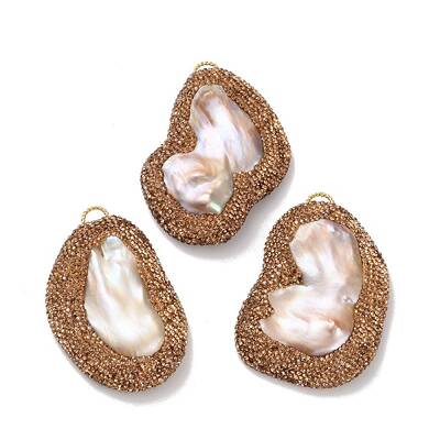 Rack Plating Brass Topaz Rhinestone Big Pendants