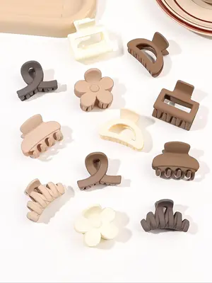 Women's Minimalist Cute Flower Hair Claw Clips, 12pcs/set Casual Trendy Hair Claws, Hair Accessories for Girls, Summer Fashi...