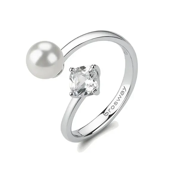 Brosway Infinite White Fancy Silver Open Ring FIW147 - Circuit: 56mm