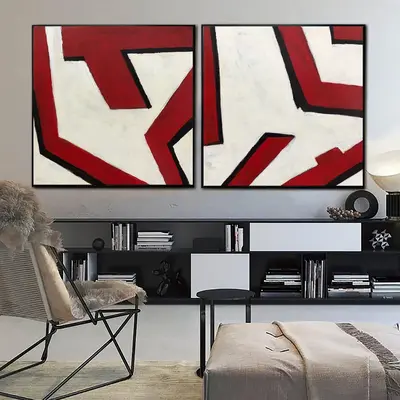 Creative Minimalist Diptych Paintings On Canvas Abstract Lines Wall Art Set Of 2 Aesthetic Paintings Modern Wall Hanging Deco...