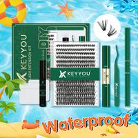 KEYYOU DIY Lash Clusters Kit Individual Lashes 40D 0.07D Curl 9-18MIX 300pcs Lash Extension Kit Waterproof Eyelash Extension ...