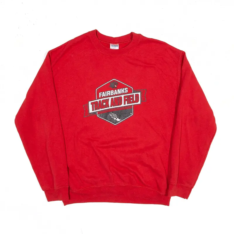 GILDAN Fairbanks Track and Field Sweatshirt Red Mens M