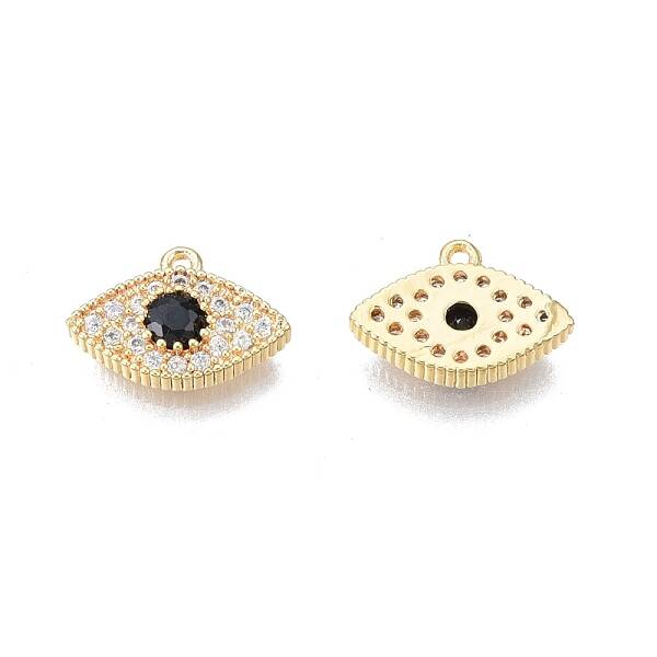 Brass Pave Clear & Black Cubic Zirconia Charms