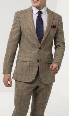 Mens Brown Tweed Suit - Winter Fabric Heavy Suit - Single Breast Pocket