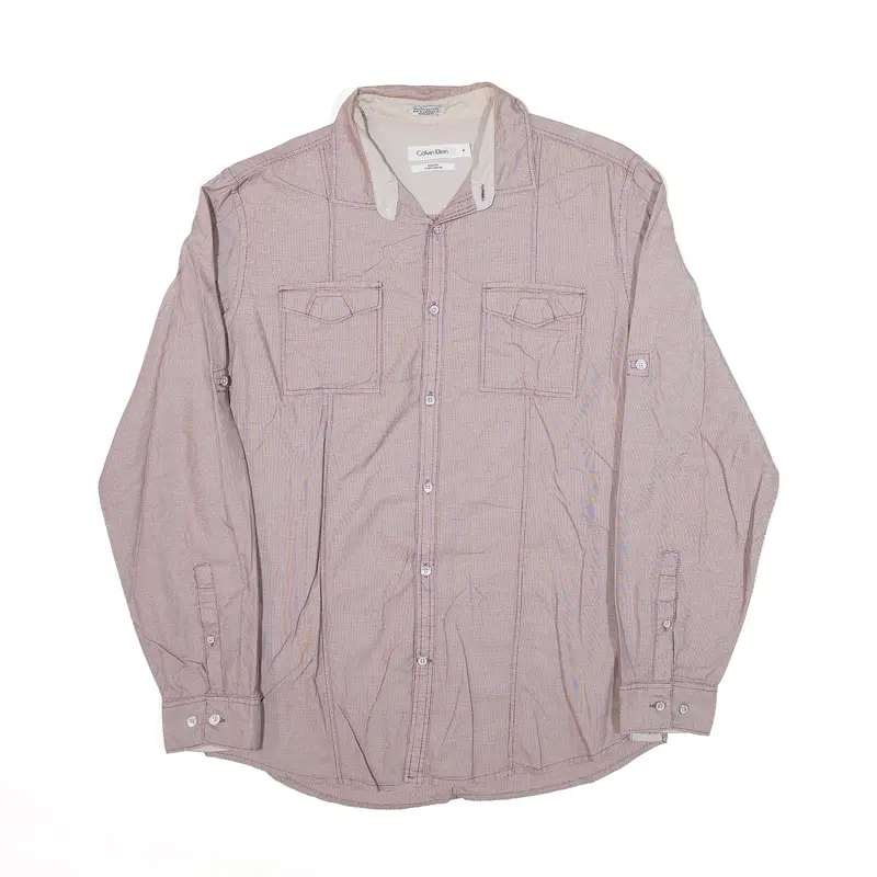 CALVIN KLEIN Plain Shirt Maroon Long Sleeve Mens M