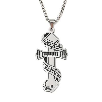 201 Stainless Steel Enamel Electronic Piano Cross Pendant Box Chain Necklaces