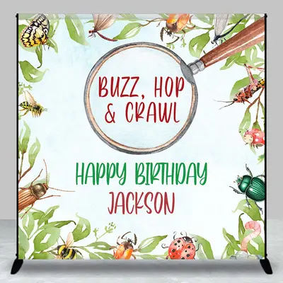 Buzz Hop Crawl Insect Custom Name Birthday Backdrop