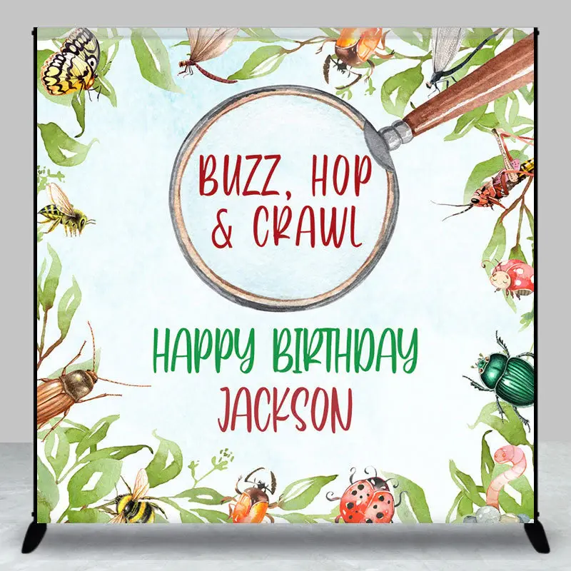 Buzz Hop Crawl Insect Custom Name Birthday Backdrop