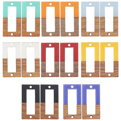 16Pcs 8 Colors Resin & Walnut Wood Links/Connectors