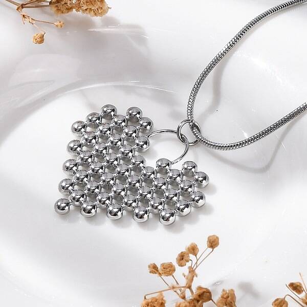Anti-Tarnish 304 Stainless Steel Heat Pendant Round Snake Chain Necklaces for Women