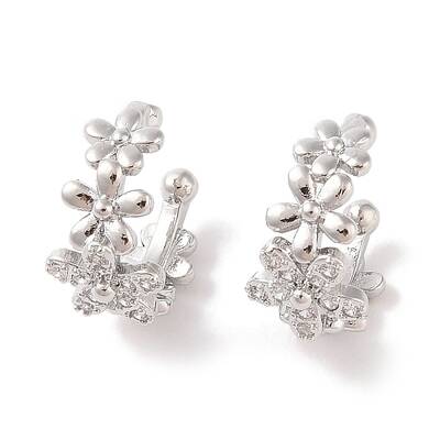 Brass Micro Pave Clear Cubic Zirconia Cuff Earrings for Women