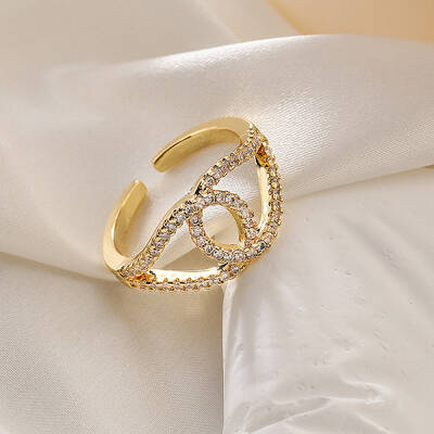 Brass Micro Pave Cubic Zirconia Cuff Rings for Women