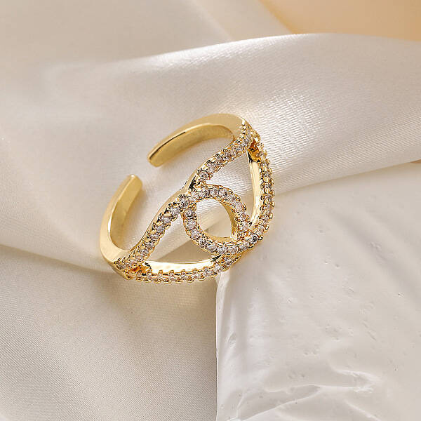 Brass Micro Pave Cubic Zirconia Cuff Rings for Women