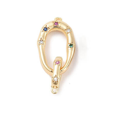 Brass Micro Pave Colorful Cubic Zirconia Interlocking Clasps