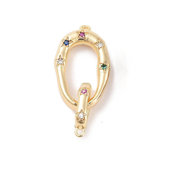 Brass Micro Pave Colorful Cubic Zirconia Interlocking Clasps