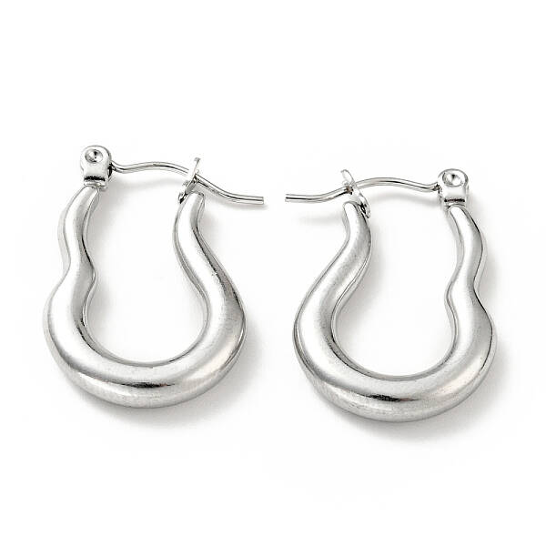 Non-Tarnish 304 Stainless Steel Twist Oval Hoop Earrings for Women