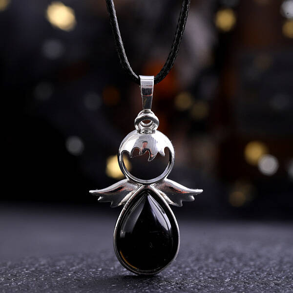 Angel Wings Crystal Teardropt Pendant Necklaces