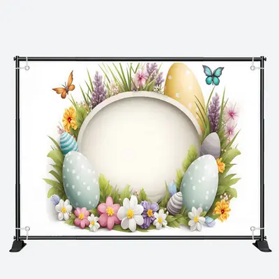 Paschal Eggs And Butterfly Brushwood Easter Backdrop - Aperturee