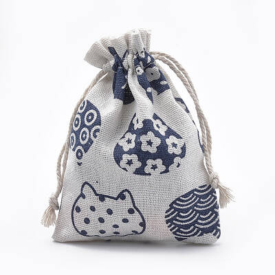 Kitten Polycotton(Polyester Cotton) Packing Pouches Drawstring Bags