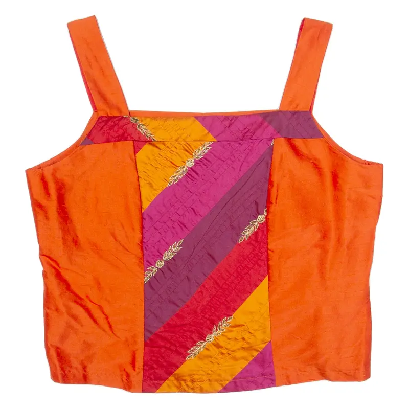 Womens Cropped Top Orange Sleeveless L