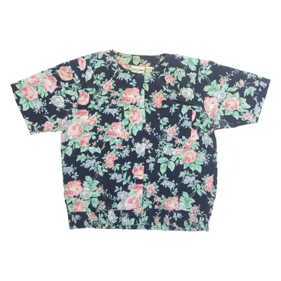 ALFRED DUNNER Womens Printed Shirt Black Collared Floral M