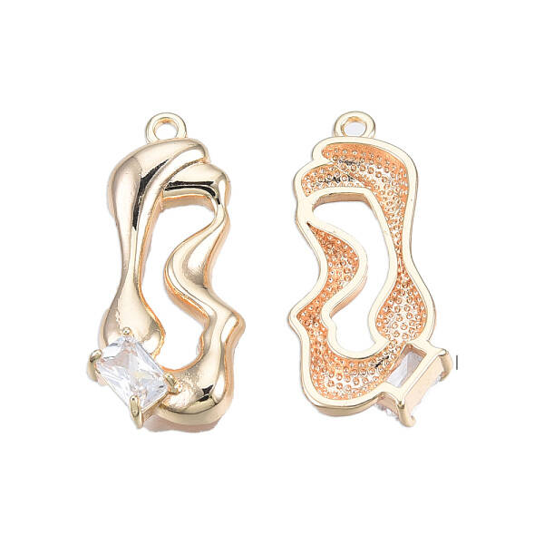 Brass Pave Clear Cubic Zirconia Pendants