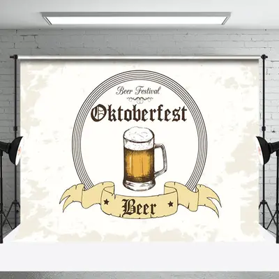 Grey White Glass Beer Festival Oktoberfest Backdrop