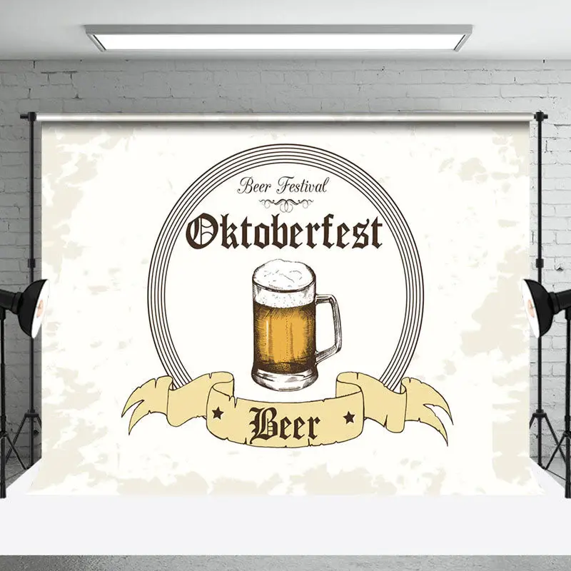 Grey White Glass Beer Festival Oktoberfest Backdrop