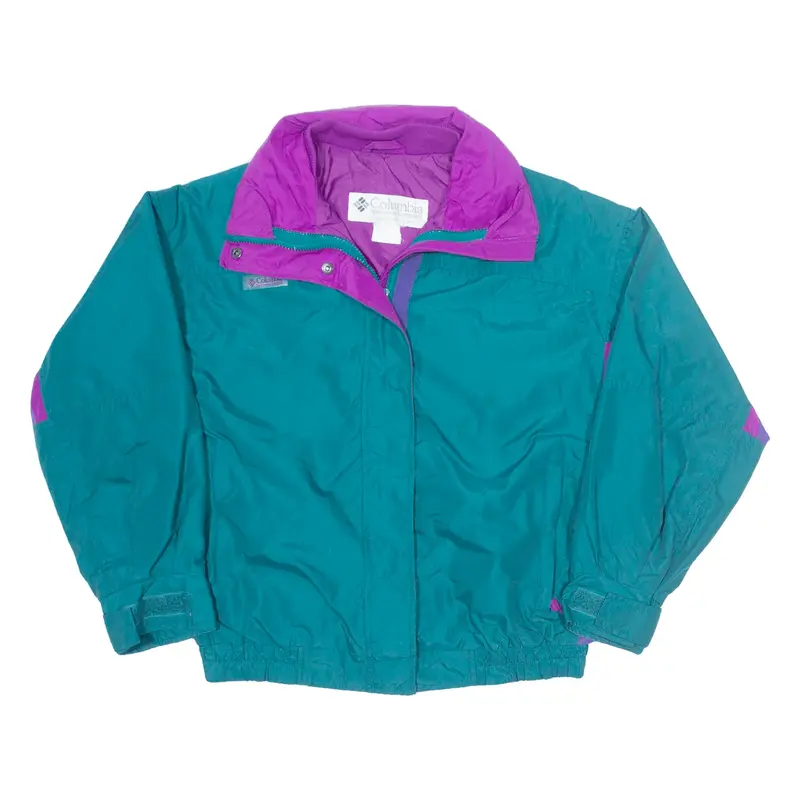 COLUMBIA Rain Jacket Green Nylon Womens S