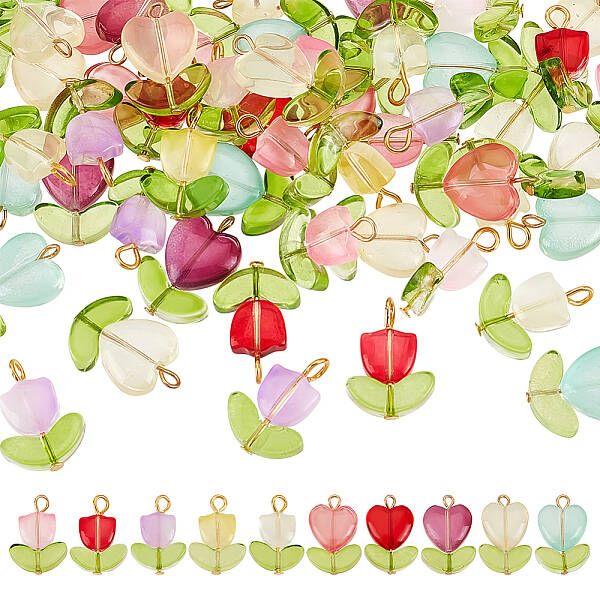 60Pcs 2 Style Handmade Lampwork Pendants