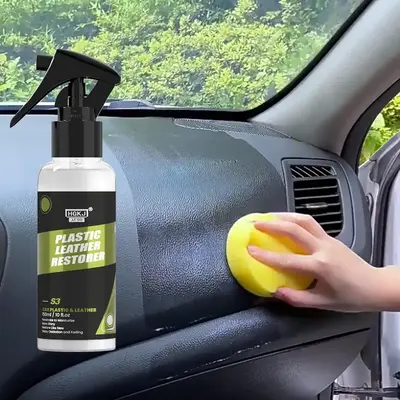 HGKJ 150ml Car Interior Restorer for Plastic & Leather, Car Interior Conditioner with Sponge & Towel, Professional Interior ...